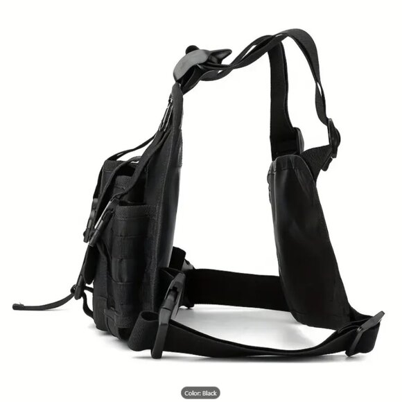 Tactical chest Bag with Back Storage BLack NWT - Picture 3 of 5